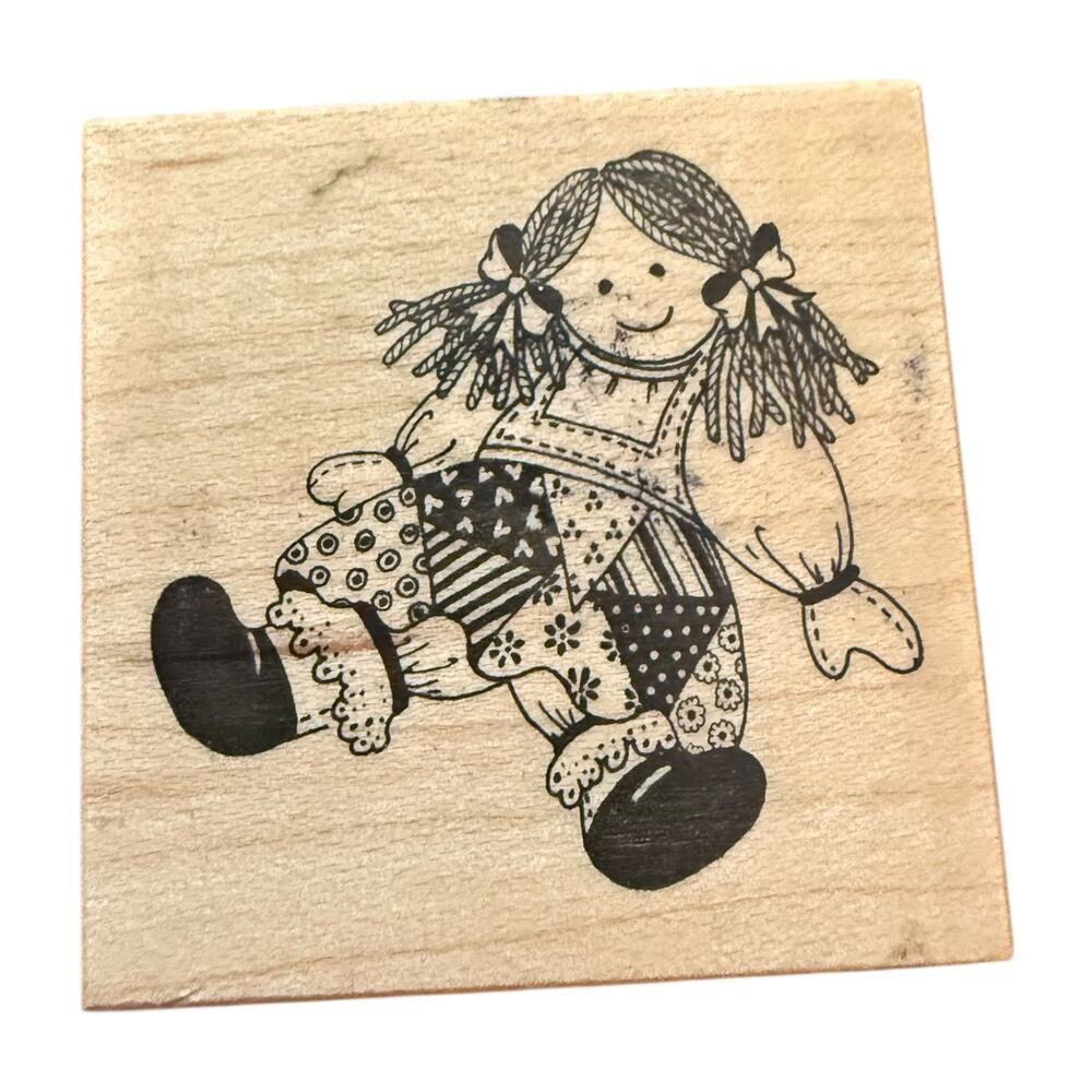 PSX Vintage 1988 Rag Doll Smiling D-586 Rubber Stamp